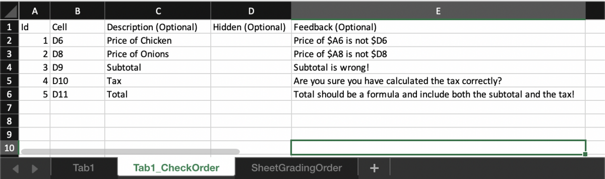 Automatic Grading of Spreadsheet Assignments